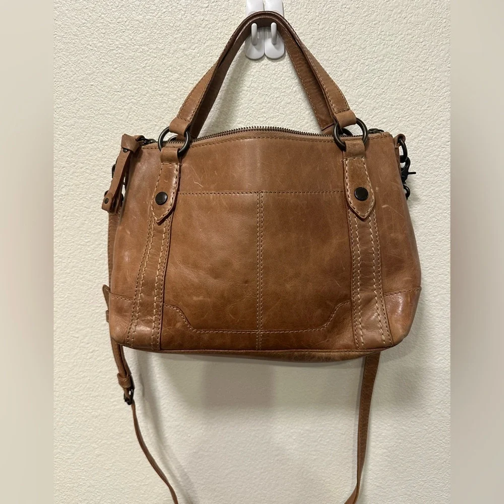 Frye Melissa Medium Beige Leather Crossbody Satchel Handbag - Picture 2 of 13